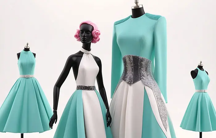 Beautiful Female Long Dress 3D Design Modeling Illustration